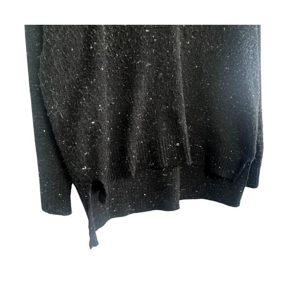 Evereve Women’s Black Speckled V-Neck Sweater Size Large Oversized Relaxed Fit - Picture 2 of 5